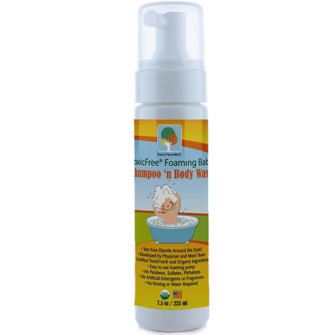 Raise Them Well ToxicFree® Foaming Baby Shampoo N' Body Wash | 7.5 fl oz